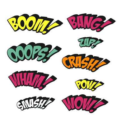 Comic styles text design vector material 02 text material Comic   