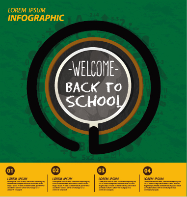 Vector infographic back school material school material infographic back   