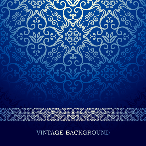 Blue floral ornament vintage background vector 02 vintage ornament background vector background   