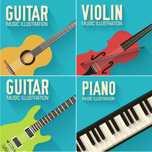 Guitar with piano and violin vector illustration violin vector illustration piano guitar   