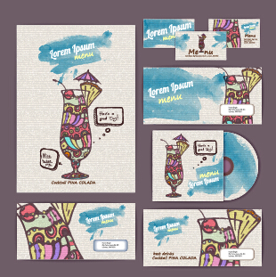 Vintage cocktail corporate identity kit vector 01 vintage corporate cocktail   