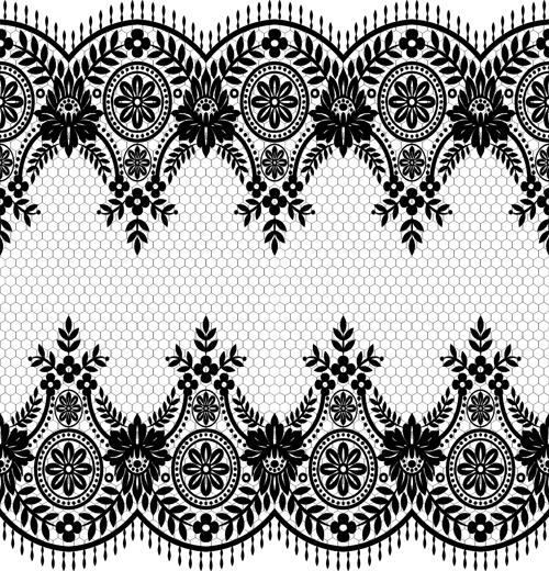 Seamless black lace borders vectors 08 seamless lace border borders black   
