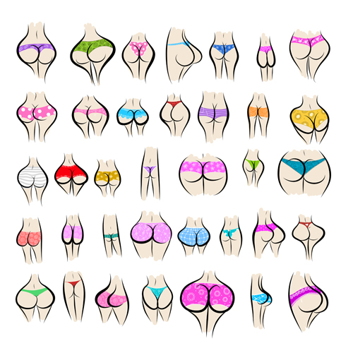 Different Female Buttocks design vector 01 female different Buttocks   