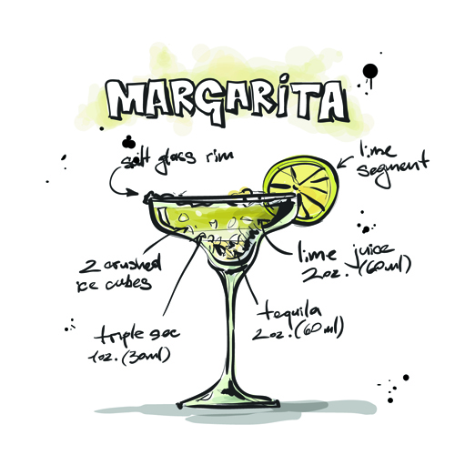 Hand Drawn Cocktails Recipes vector 02 Recipes hand-draw hand drawn cocktails   