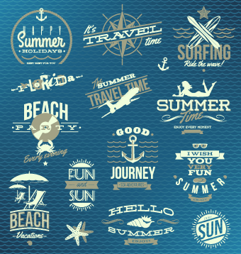 Vintage Summer vacation travel Logos vector 01 vacation travel summer logos logo   