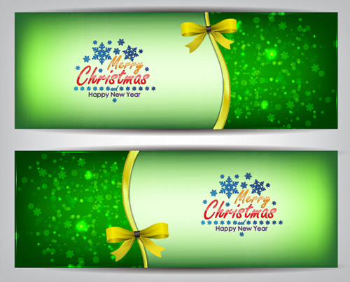 Ornate christmas banners green vector ornate green christmas banners   