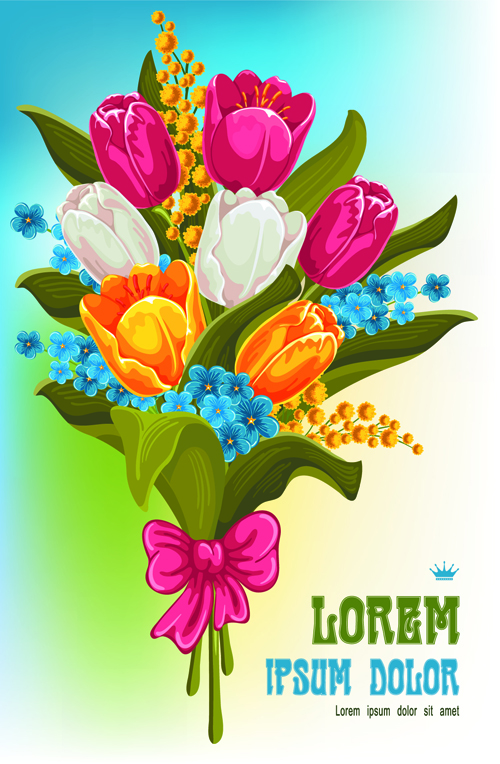 Beautiful bouquet of tulips vector tulips bouquet beautiful   