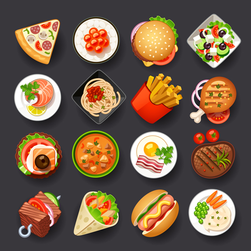 Different tasty food set vector 02 Tasty food different   