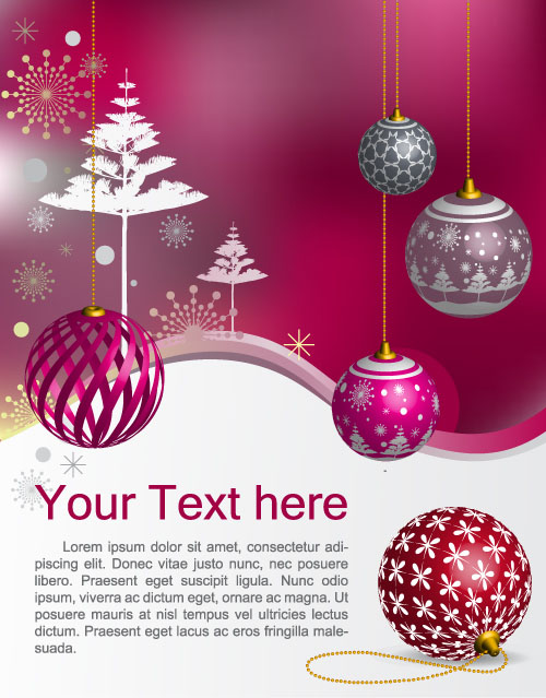 Christmas baubles with xmas tree poster cover vector xmas poster christmas baubles   