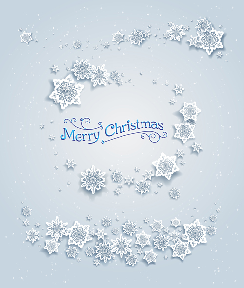 Paper snowflake with white christmas cards vector 04 white snowflake paper christmas cards   