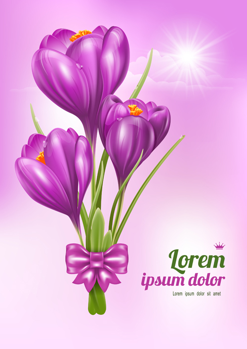 Beautiful purple flower card vectors 01 vectors flower card vector card beautiful   