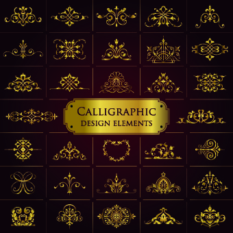 Golden Calligraphic design elements vector graphic design graphic golden element design elements calligraphic   
