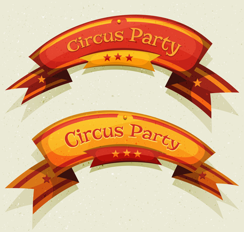 Circus party ribbon banners vector ribbons Circus banners   