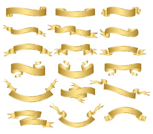 Golden ribbons design set ribbons golden design   