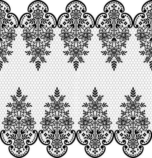 Seamless black lace borders vectors 02 seamless lace border borders black   
