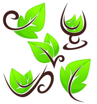 Creative Green Leaf logos vector 03 logos logo Green Leaf green creative   