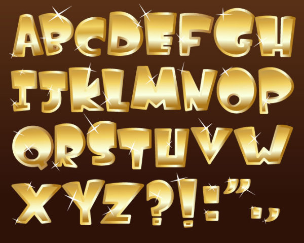 Shiny gold Alphabet and numeral, Punctuation vector 03 shiny punctuation numeral gold alphabet   