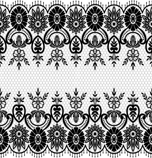 Seamless black lace borders vectors 05 seamless lace border borders black   