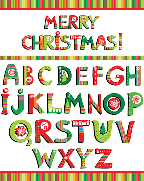 Christmas alphabet letters design vector set 02 letters design christmas alphabet   