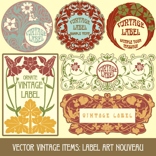 Set of vintage items label art vector 05 vintage label items   