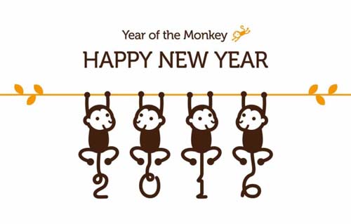 2016 Year of the monkey greeting cards vector year monkey greeting cards 2016   