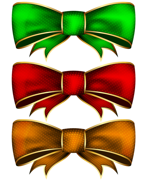 Golden and colored bows vector golden colored bow   