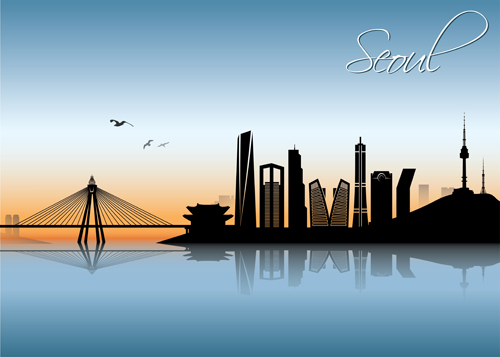 Beautiful waterfront city scenery vector set 08 waterfront scenery scene city beautiful   