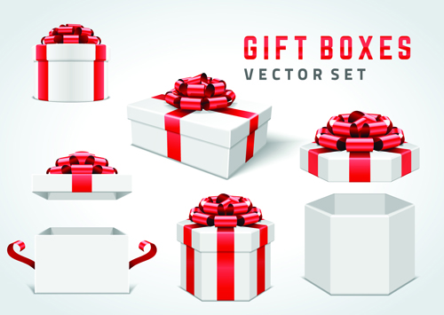 White gift box with red bow vector 02 white red gift box bow   