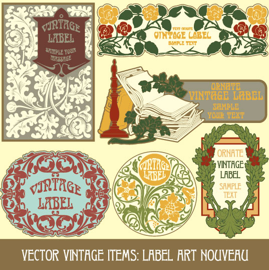 Set of vintage items label art vector 03 vintage label items   