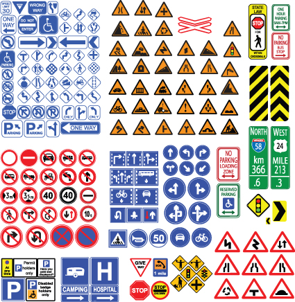 Different Road signs design vector 04 signs road different   