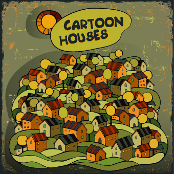 Funny cartoon houses design vector 03 houses house funny cartoon   