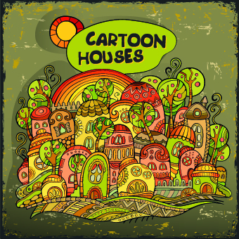 Funny cartoon houses design vector 02 houses house funny cartoon   