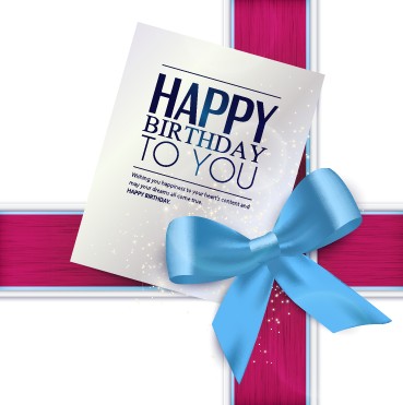 Happy Birthday greeting card with bow vector 02 happy birthday happy greeting   