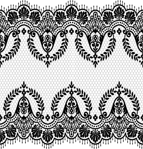 Seamless black lace borders vectors 04 seamless lace border lace borders black   