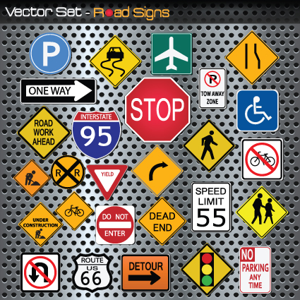 Different Road signs design vector 02 signs road different   