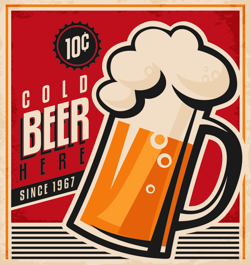 Drinks poster retro styles vectors material 01 Retro style Retro font poster drinks   