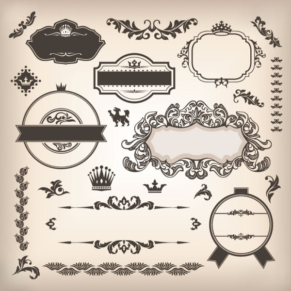 Vintage elements Borders and labels vector 02 vintage labels label elements element borders border   