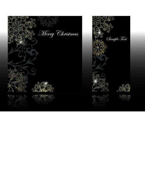 Set of black glossy Gift Cards design vector 02 glossy gift cards card black   