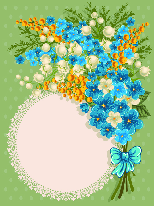 Blue flower with lace card vector 02 lace flower card vector card blue   