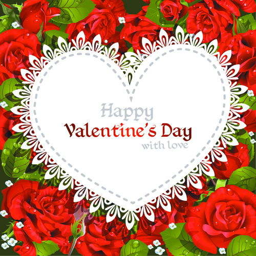 Roses with Valentine Day Cards vector graphics 02 Valentine day Valentine rose cards card   