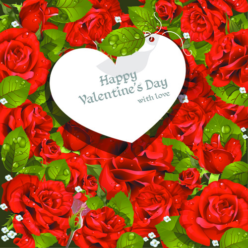 Roses with Valentine Day Cards vector graphics 03 Valentine day Valentine rose cards card   