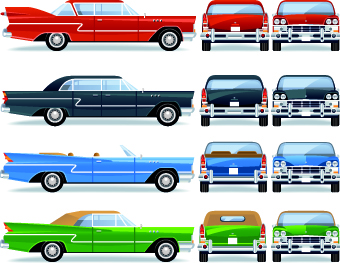 Retro car vector material vector material Retro font material car   