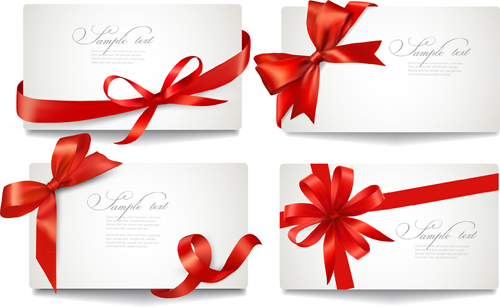 Exquisite ribbon bow gift cards vector set 14 ribbon gift cards gift card gift exquisite cards card   
