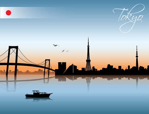 Beautiful waterfront city scenery vector set 02 waterfront scenery city beautiful   