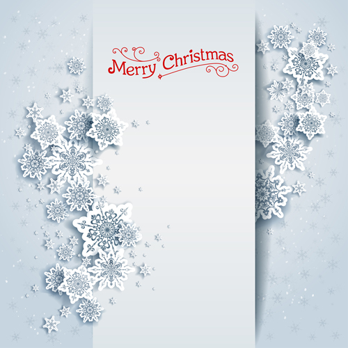 Paper snowflake with white christmas cards vector 02 white snowflake paper christmas cards   