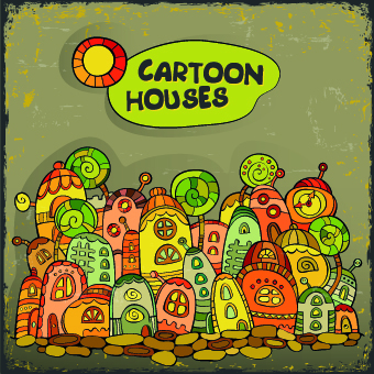 Funny cartoon houses design vector 01 houses funny cartoon   
