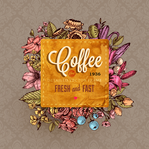 Retro flower labels ornate vector set 02 Retro font ornate labels flower   