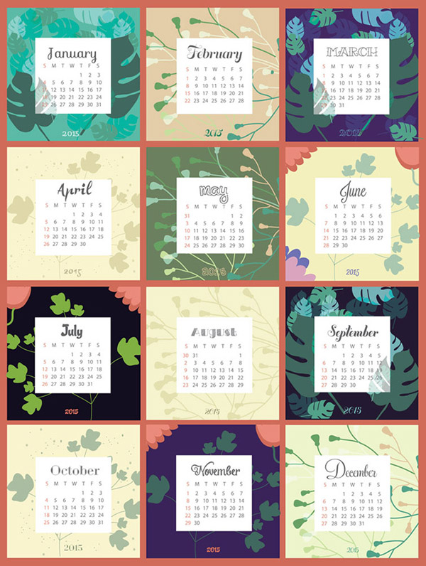 2015 calendar with leaves background vector leaves background calendar 2015   