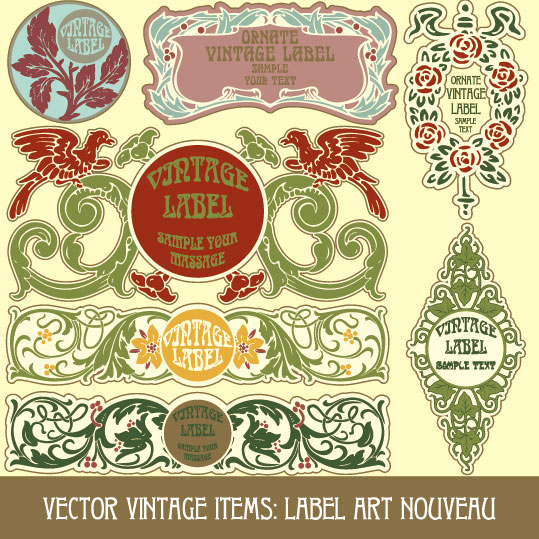Set of vintage items label art vector 04 vintage label items   