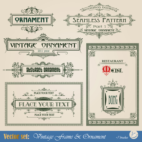 Vintage Ornaments and frames design vector material 01 vintage ornaments ornament material frames   